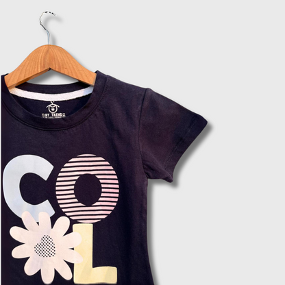 Kids Navy Floral 'COOL' Top (Navy blue)