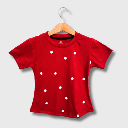 Kids Polka Dot Plum Top (Claret Red)