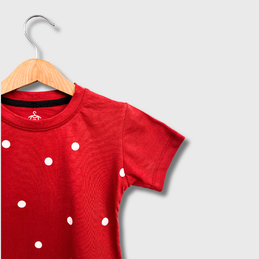 Kids Polka Dot Plum Top (Claret Red)