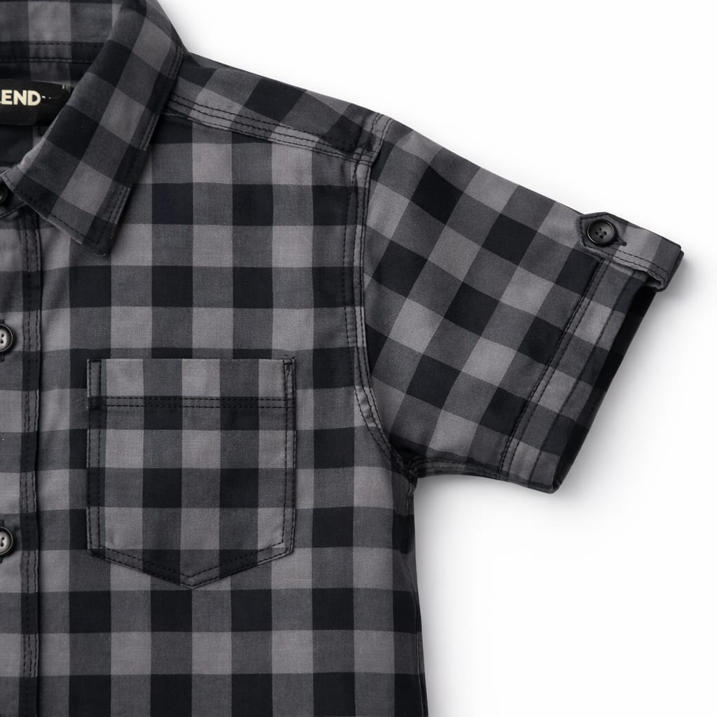 Charcoal Check Boys Casual Shirt – Soft Cotton