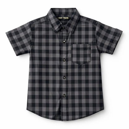 Charcoal Check Boys Casual Shirt – Soft Cotton