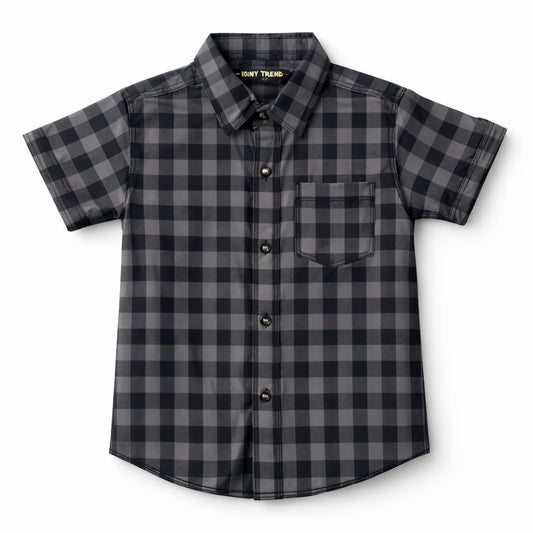 Charcoal Check Boys Casual Shirt – Soft Cotton