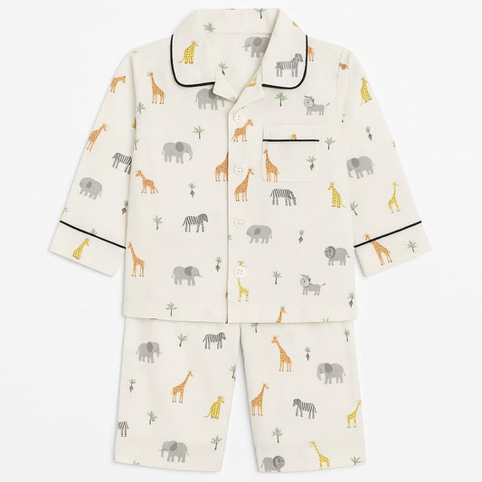 Tiny Safari Snuggle Cotton Full Sleeves Night Suit