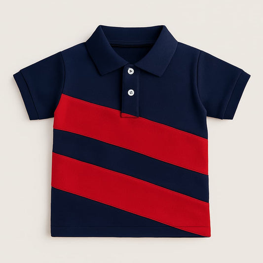 Stripe Pop Polo (Red & Navy)