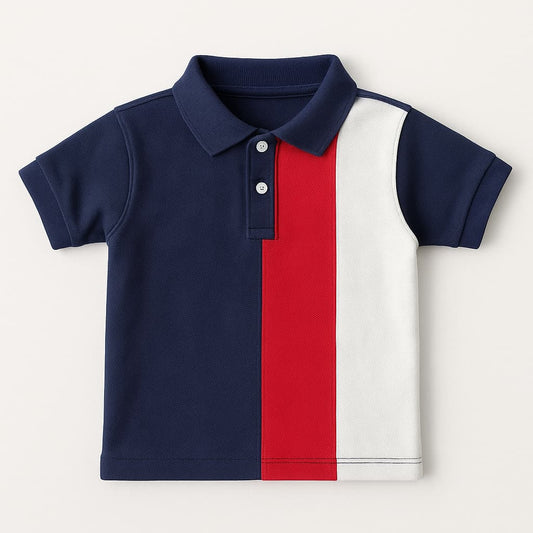 Triple Dash Polo (Navy, Red & White)