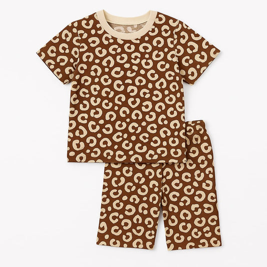 Leopard hearts shirt & shorts set