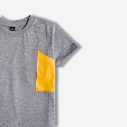 Gray Pocket T-Shirt for Kids