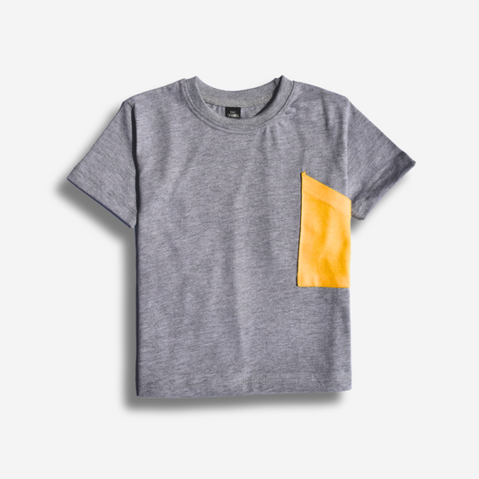 Gray Pocket T-Shirt for Kids