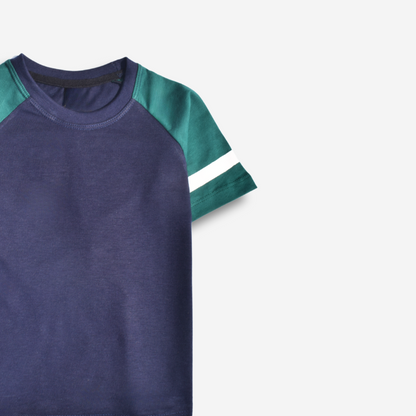 Navy & Green Raglan Tee 🌟👕