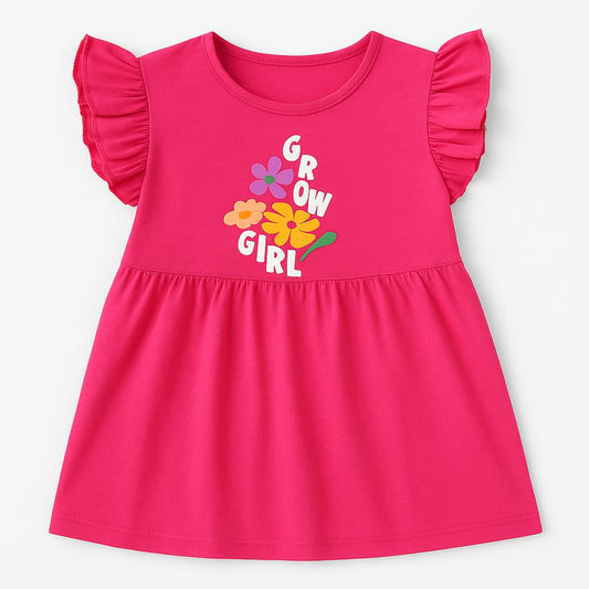 Puff Petals frock Shocking Pink