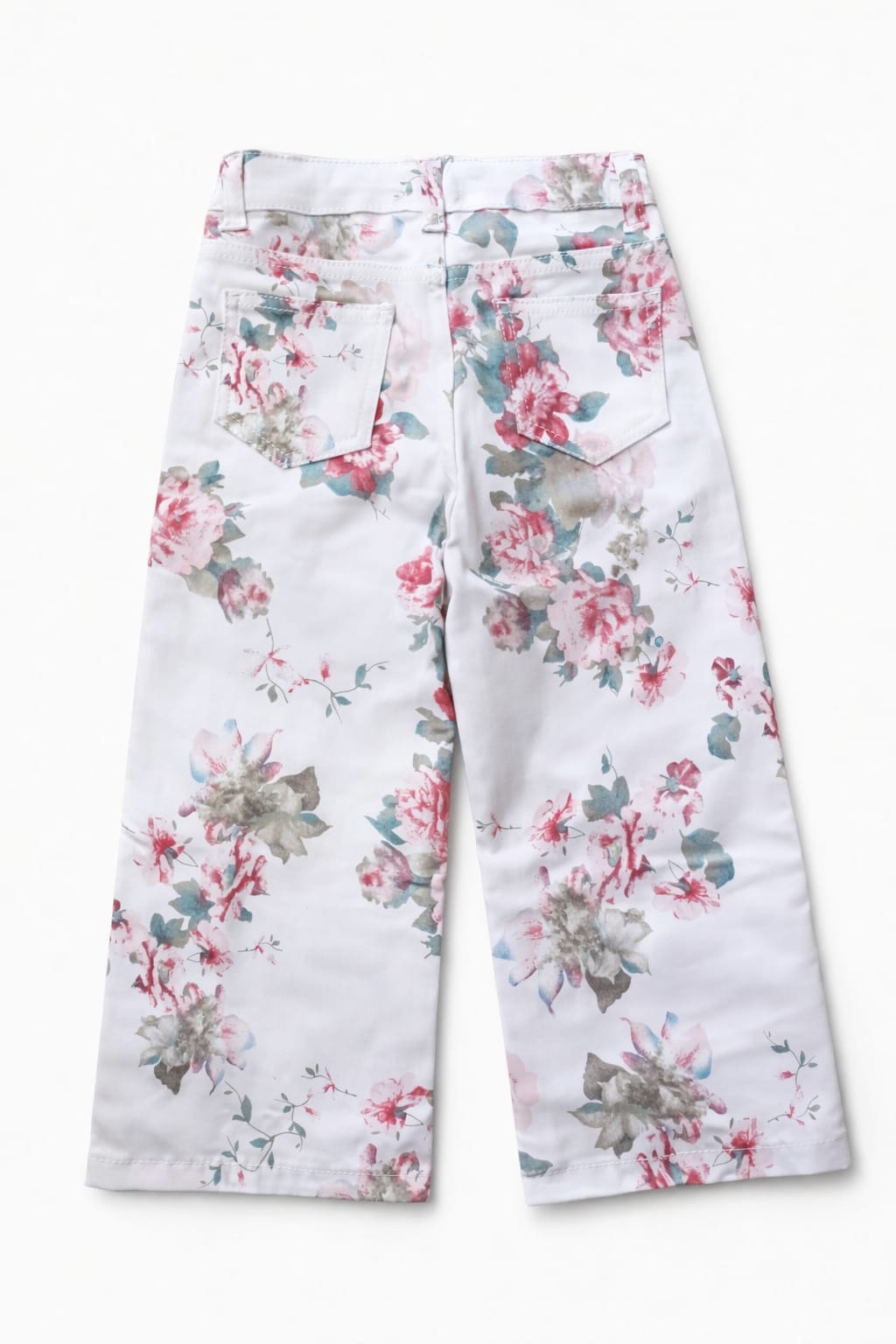 White Rose Garden Floral Denim Jeans