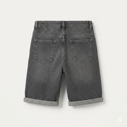 Washed Grey Denim Shorts