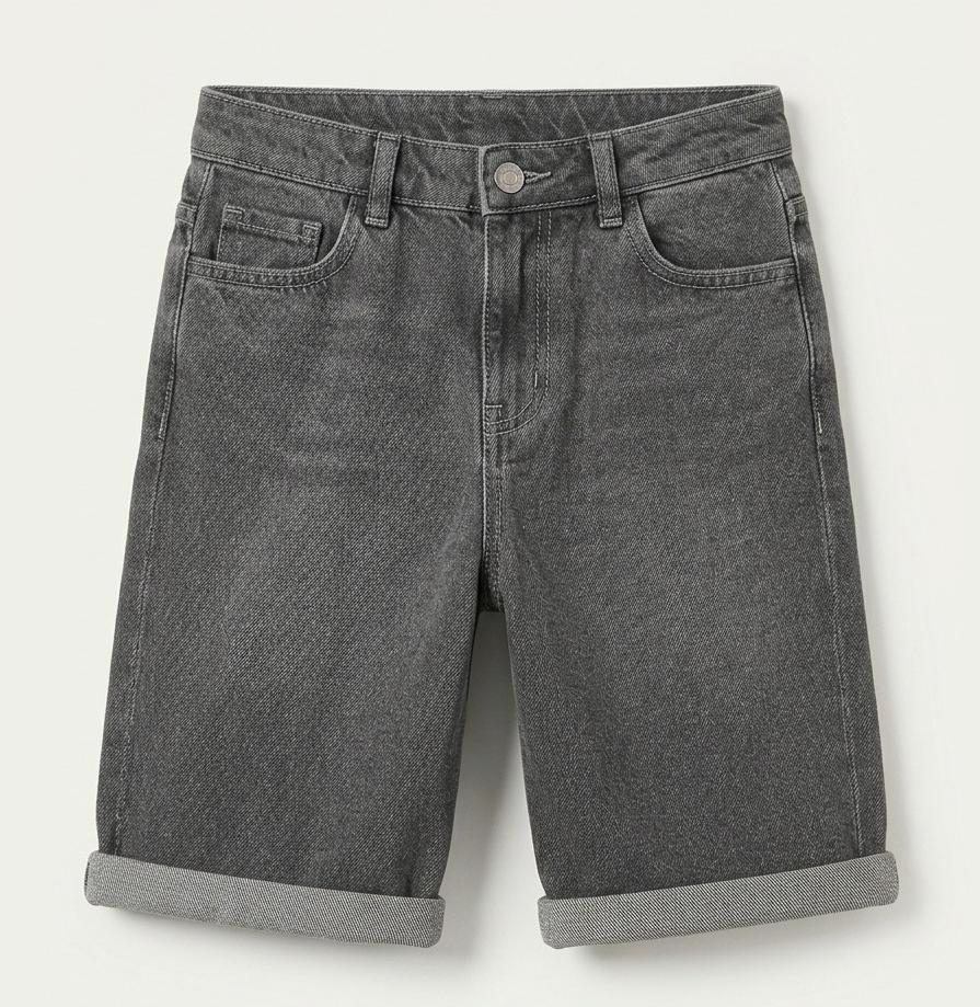 Washed Grey Denim Shorts