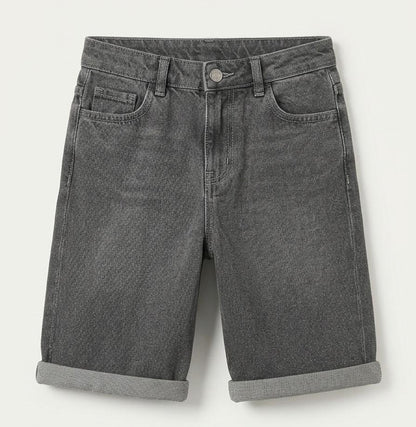 Washed Grey Denim Shorts