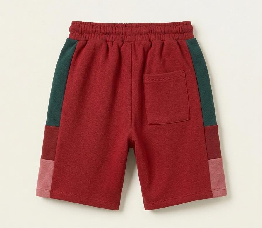 Retro Colorblock Jersey Shorts in Crimson Multi