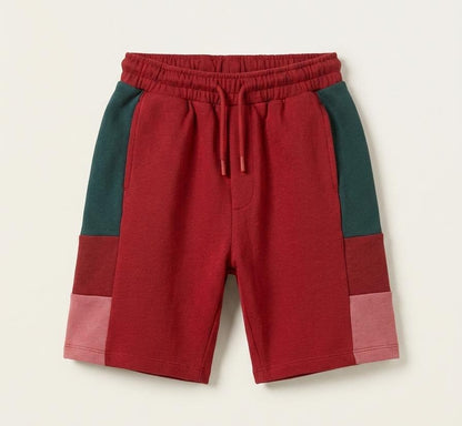 Retro Colorblock Jersey Shorts in Crimson Multi