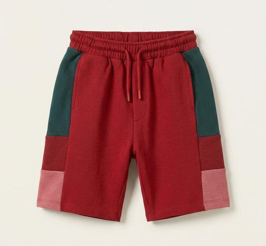 Retro Colorblock Jersey Shorts in Crimson Multi
