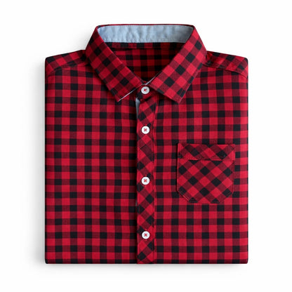 TinyTrendz Boys Red Checkered Cotton Shirt – Classic Gingham Half Sleeves