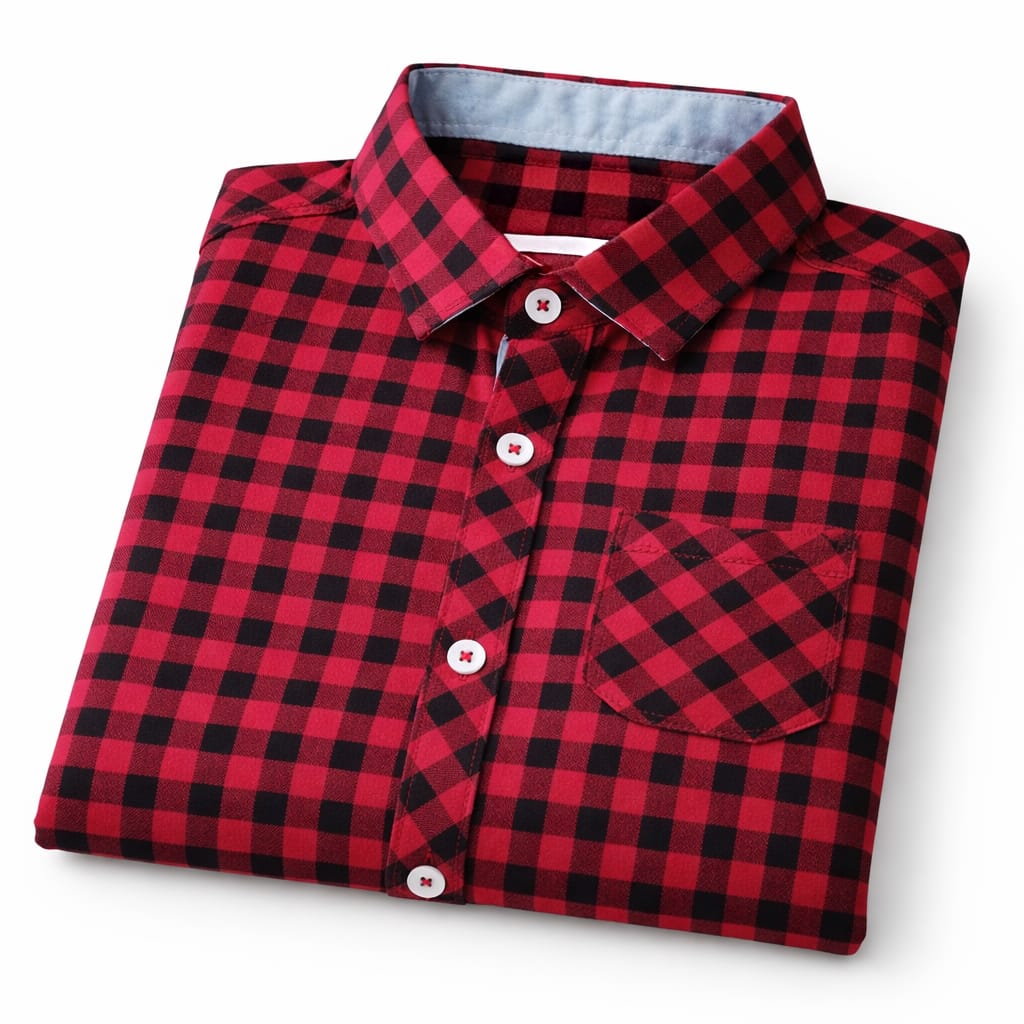 TinyTrendz Boys Red Checkered Cotton Shirt – Classic Gingham Half Sleeves