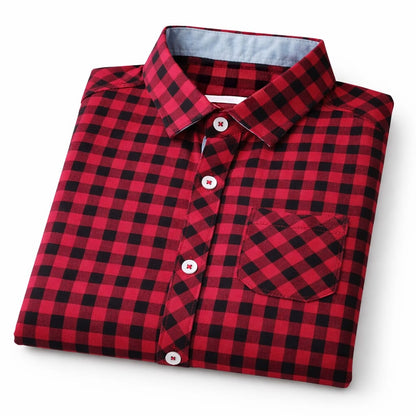 TinyTrendz Boys Red Checkered Cotton Shirt – Classic Gingham Half Sleeves