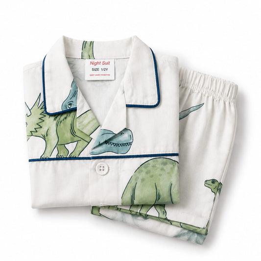 Dino Explorer Kids Cotton Night Suit Set