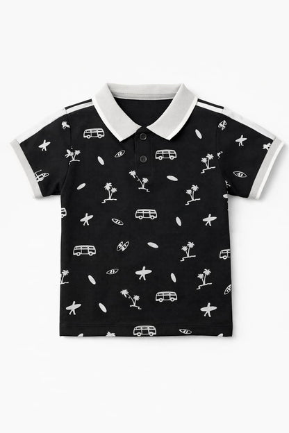 Black Coastline Pique Polo Shirt