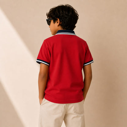 TinyTrendz Red Crimson Classic Polo Tee