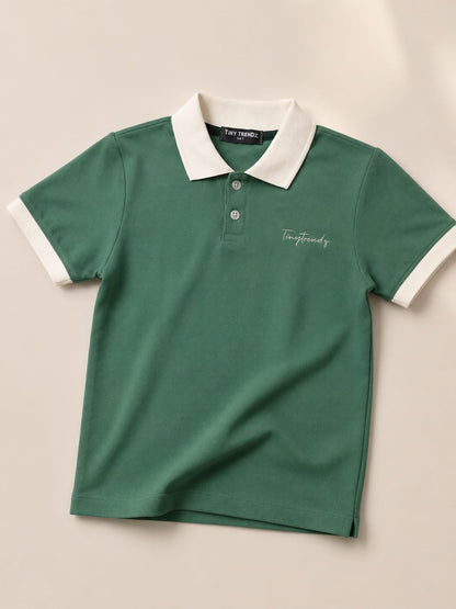 TinyTrendz Sage Green Classic Polo Tee
