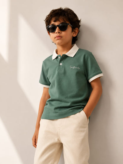 TinyTrendz Sage Green Classic Polo Tee