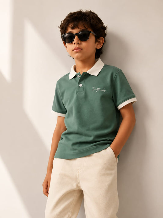 TinyTrendz Sage Green Classic Polo Tee