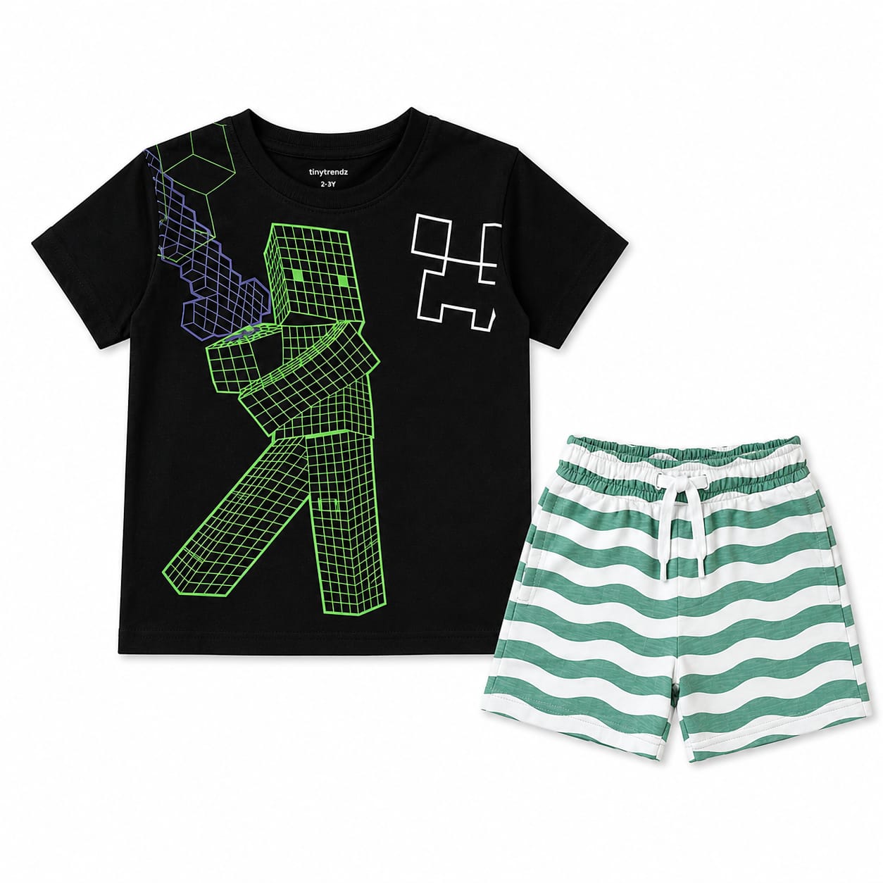 Pixel Explorer Boys Summer Tee & Shorts Set