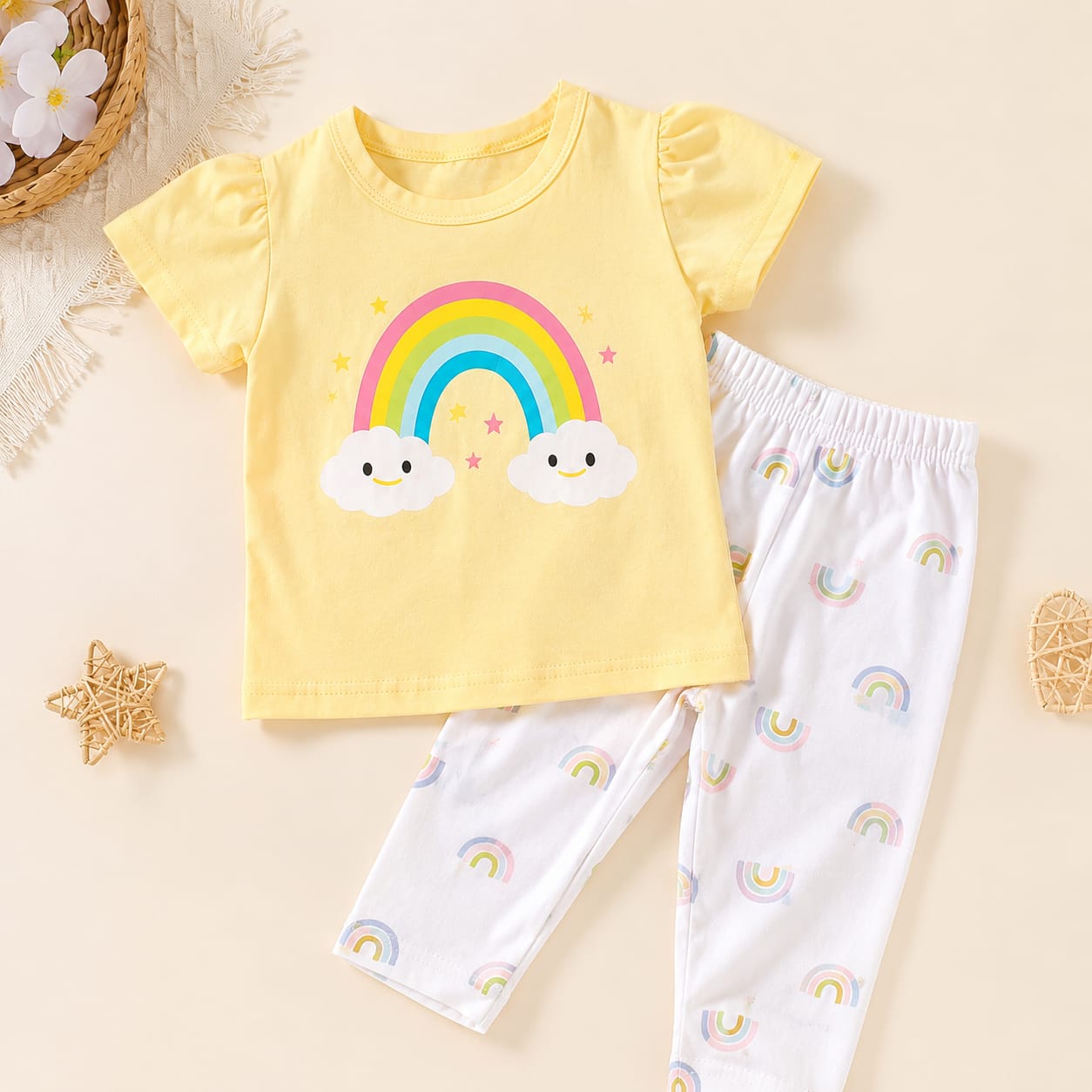 TinyTrendz Rainbow Wishes Co-ord Set 🌈☁️