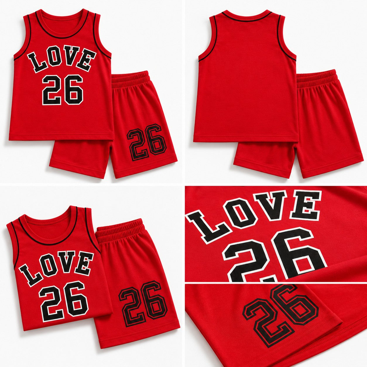Cherry Red Love 26 Kids Shirt & Shorts Set