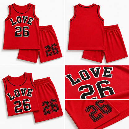 Cherry Red Love 26 Kids Shirt & Shorts Set