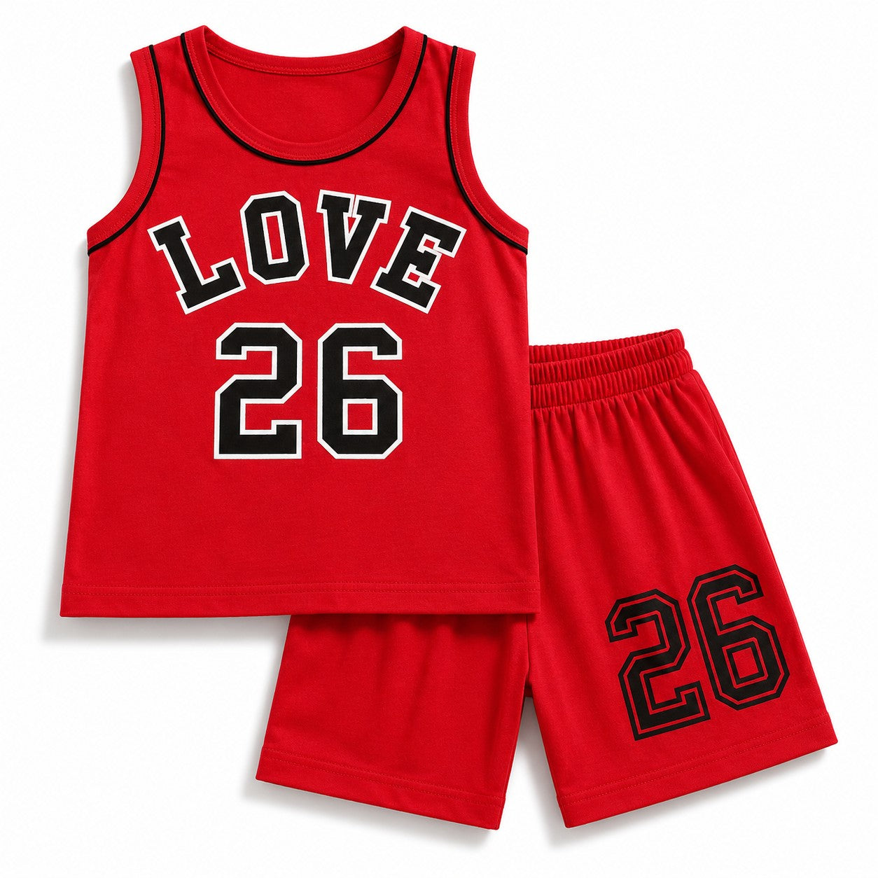 Cherry Red Love 26 Kids Shirt & Shorts Set