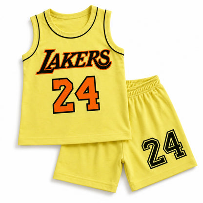 Lakers 24 Sunshine Yellow Kids Shirt & Shorts Set