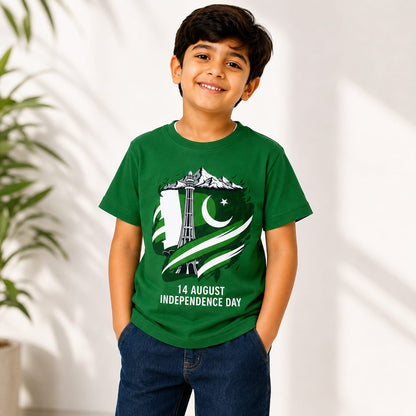 Limited Edition 14th August Heritage Green Kids T-Shirt – Premium Cotton