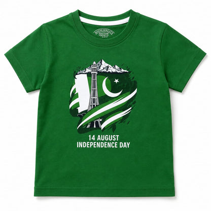 Limited Edition 14th August Heritage Green Kids T-Shirt – Premium Cotton