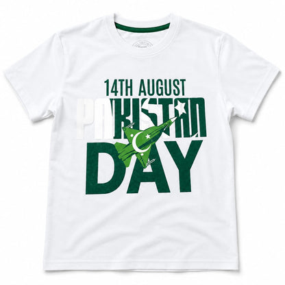Limited Edition 14th August Fighter Jet Kids T-Shirt – Premium Cotton | White