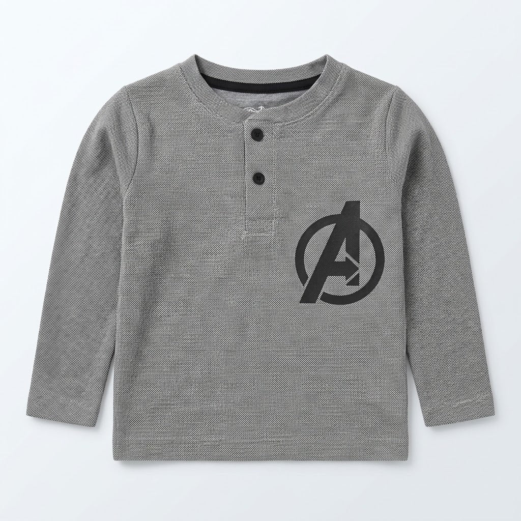 Kids Captain America Shield Graphic Long Sleeve Shirt (Grey)
