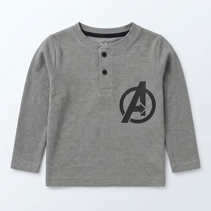 Kids Captain America Shield Graphic Long Sleeve Shirt (Grey)