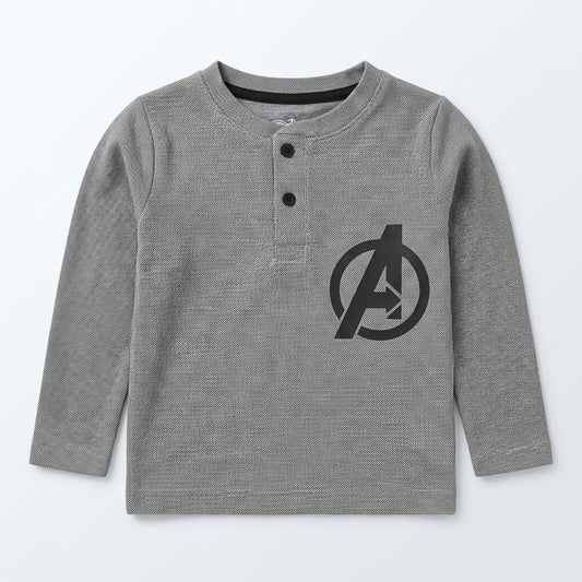 Kids Captain America Shield Graphic Long Sleeve Shirt (Grey)
