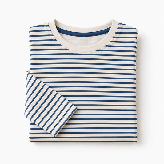 Boys Classic Navy & White Striped Long Sleeve T-Shirt