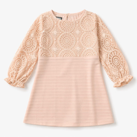Blush Lace Elegance Girls Dress – Premium Embroidered Party Wear