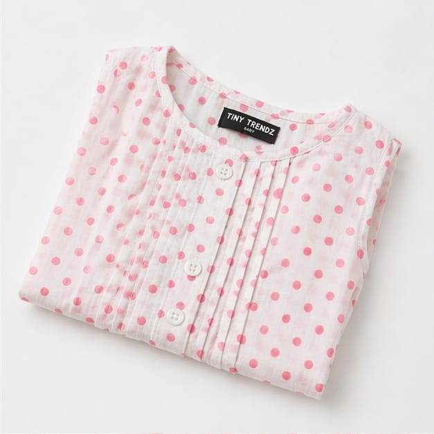 Pink Polka Charm Sleeveless Girls Top – Soft Cotton Summer Wear