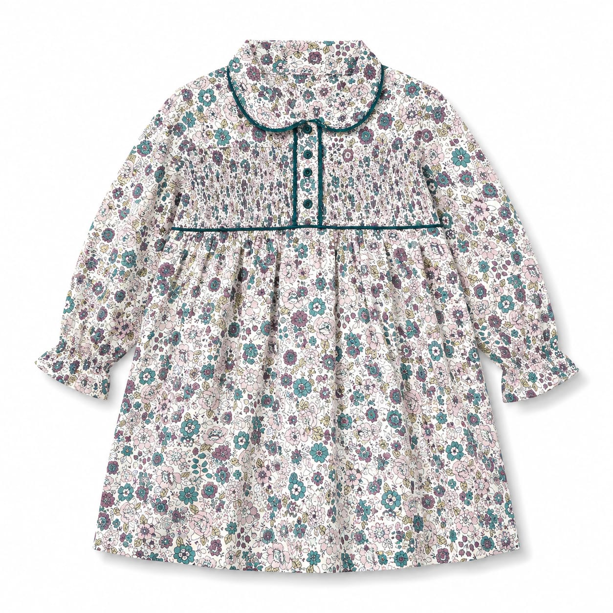 Girls Floral Smocked Dress