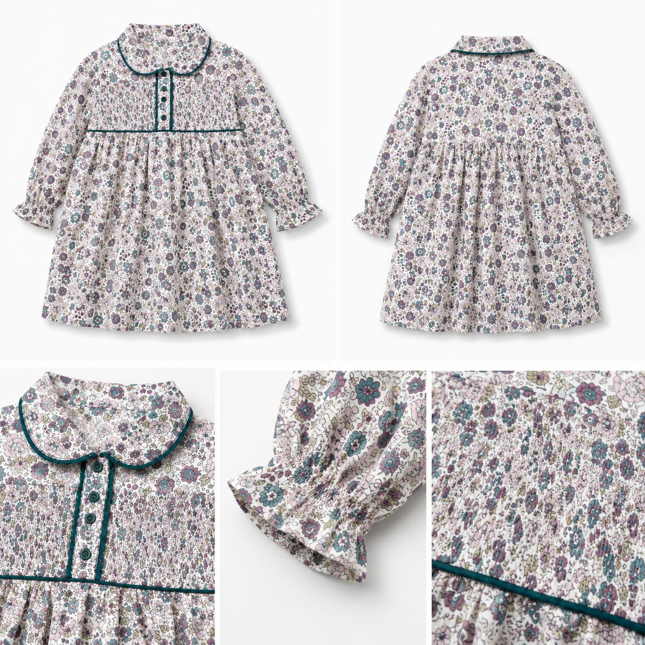 Girls Floral Smocked Dress