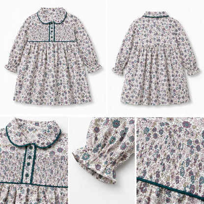 Girls Floral Smocked Dress