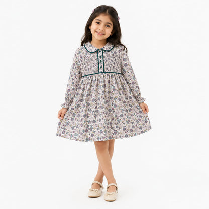 Girls Floral Smocked Dress