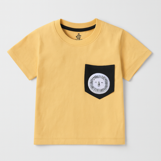 Kids Sunny Lion Cub Doodle Tee(Mango yellow)